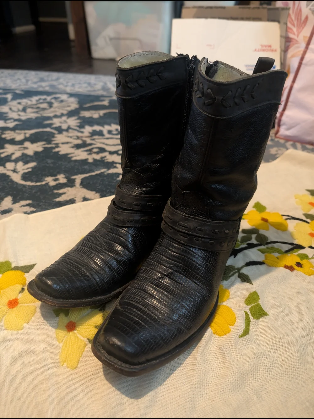 Rudel Cream Leather Western Boots